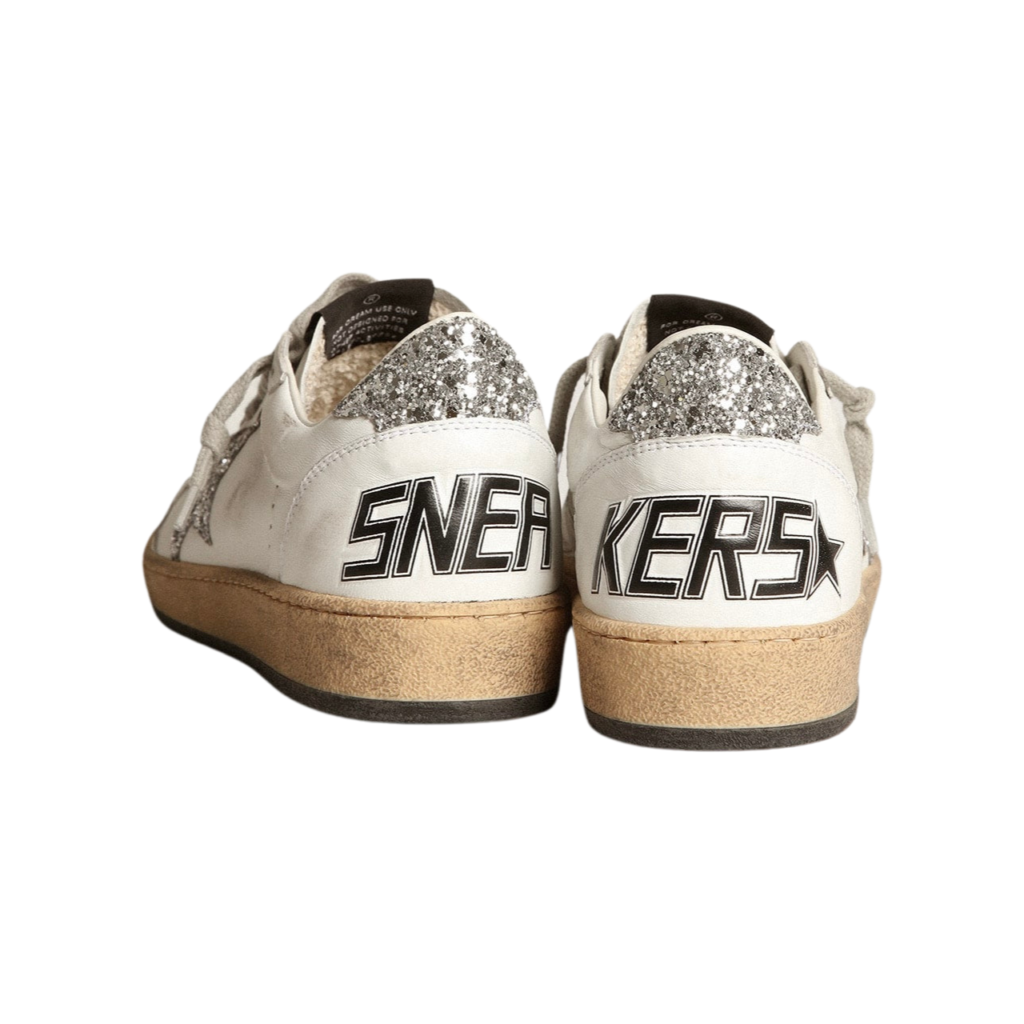 Golden Goose Ball Star in nappa with white star and glitter heel tab(Women's)