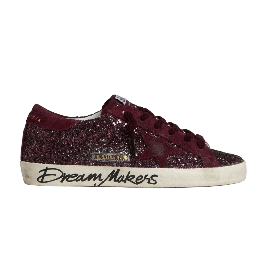 Golden Goose Super-Star LTD in cherry glitter with cherry suede star(Women's)
