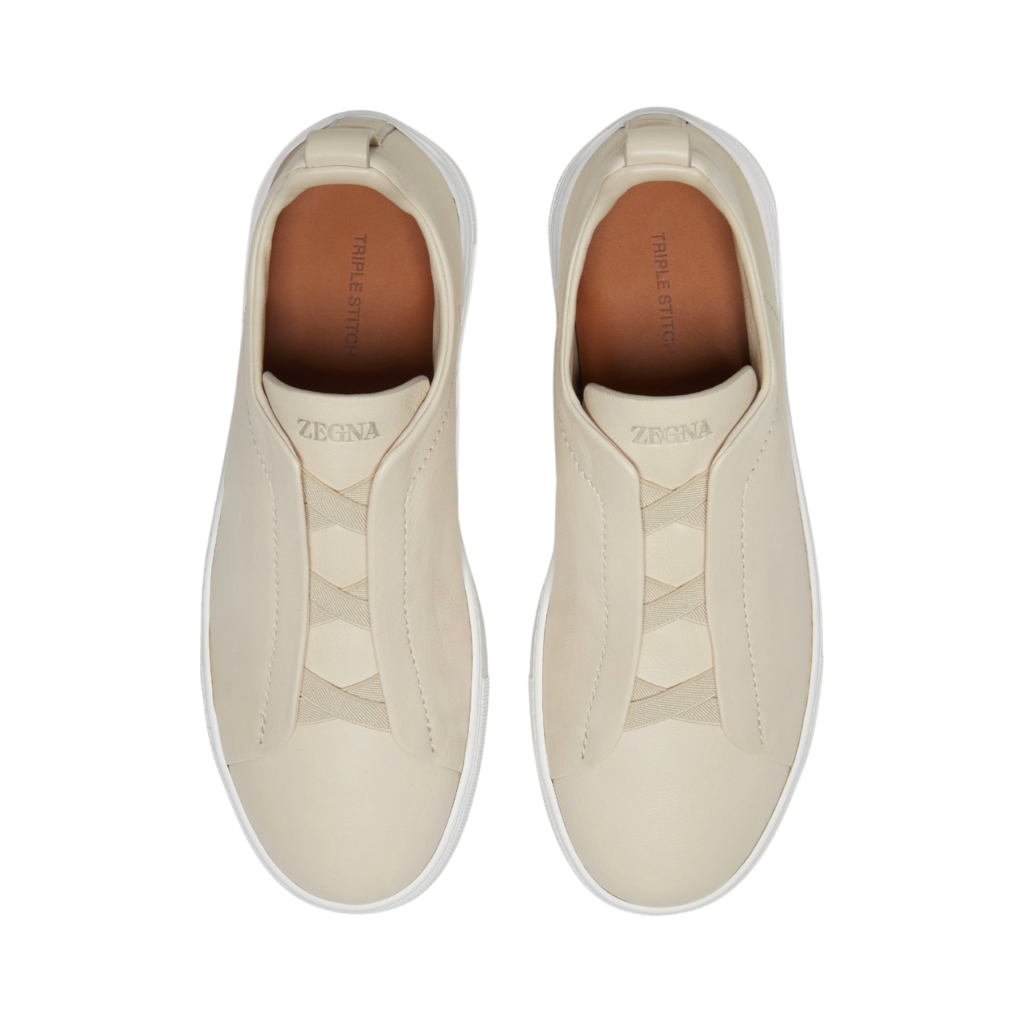 Zegna LIGHT BEIGE TRIPLE STITCH™ SECONDSKIN SNEAKERS