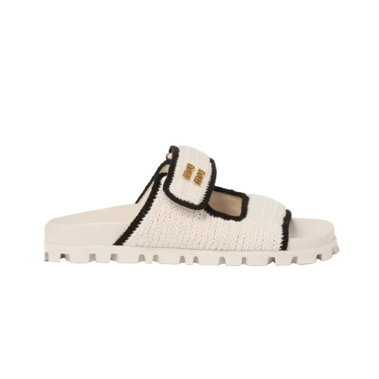 Miu Miu - Crochet Knit Ivory / Black Sandals
