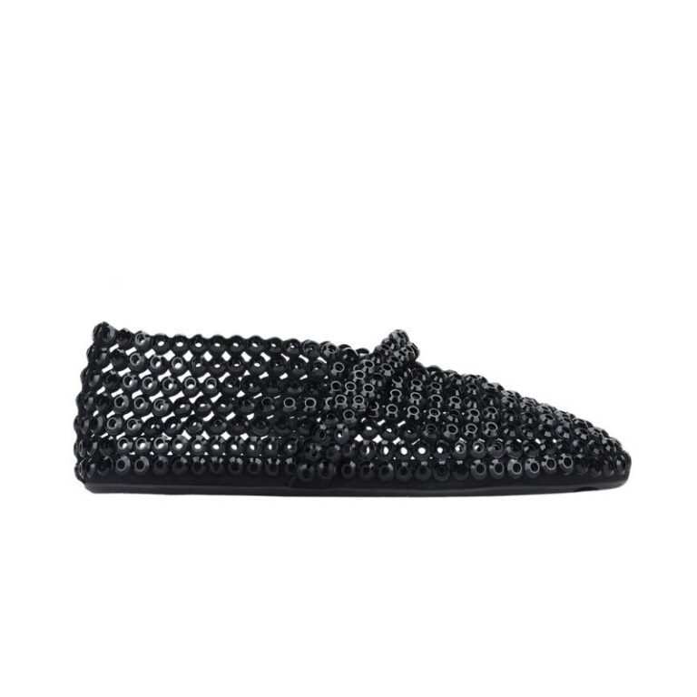 Alaïa Suede Glass-Embellished Ballet Black